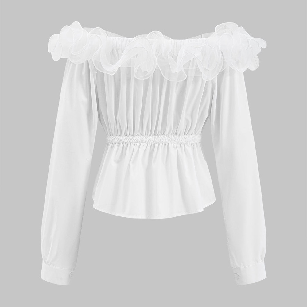 Elegant White Off-Shoulder Women's Top MC1-11 - Picture 2 of 4